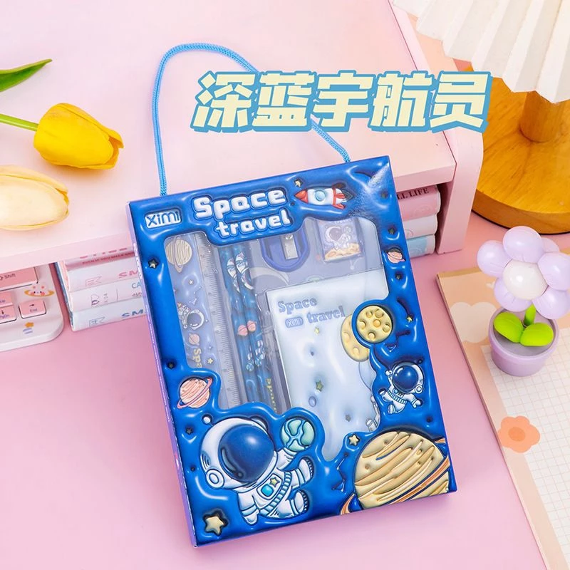 Alat Tulis Set Sekolah Pensil Kotak Set Berkarakter Space Travel isi 6 Pcs