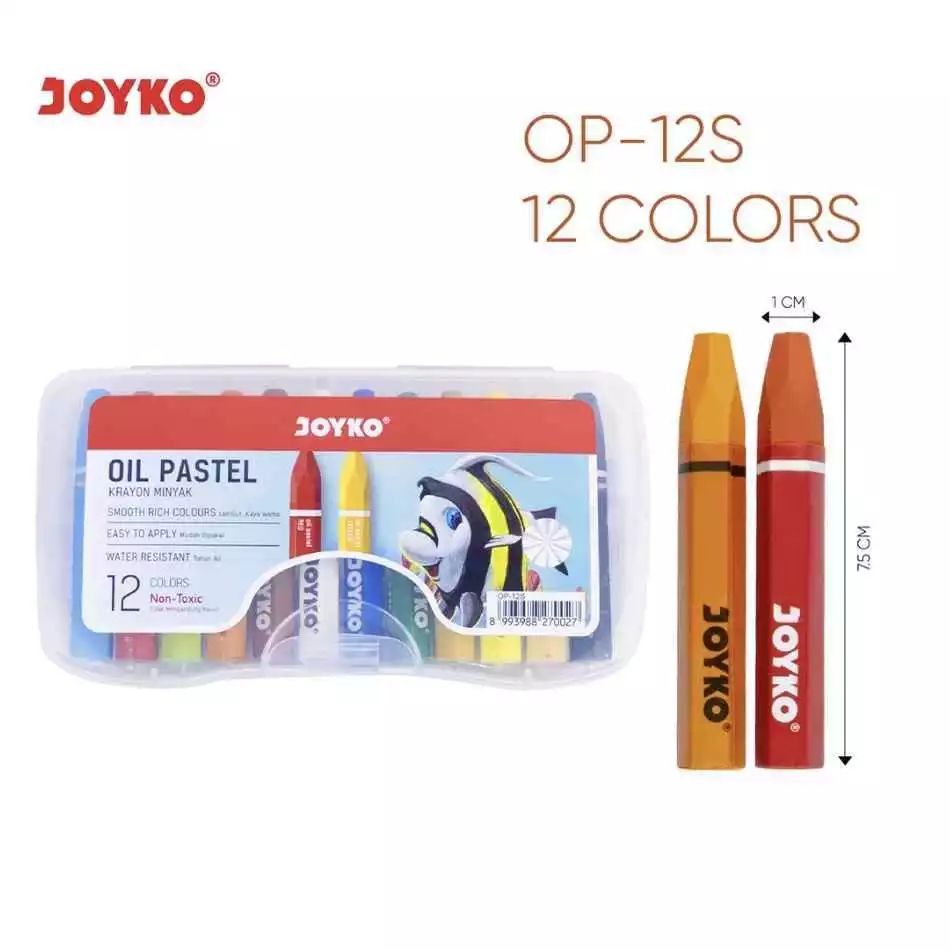 JOYKO Crayon Krayon Minyak Oil Pastel Joyko 12 Oil Pastels | Pastel OP-12S